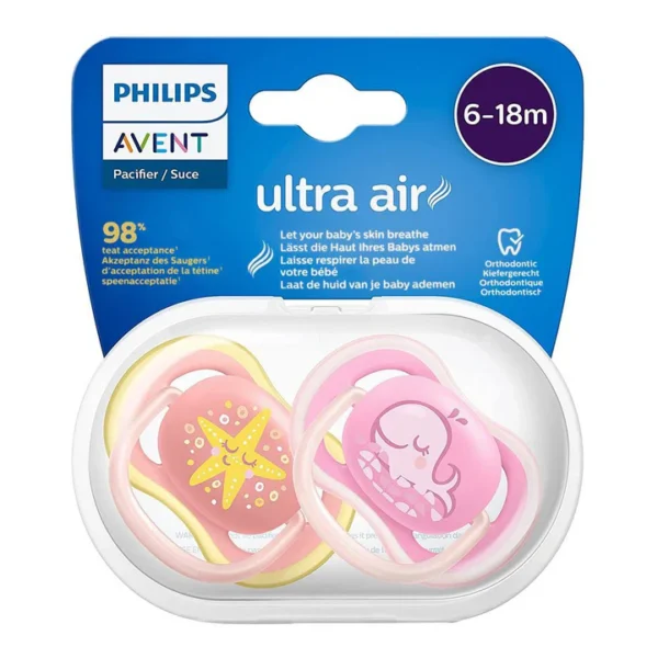 پستانک ريسپانس 6-18ماه ultra air اونت ستاره صورتي 085/06