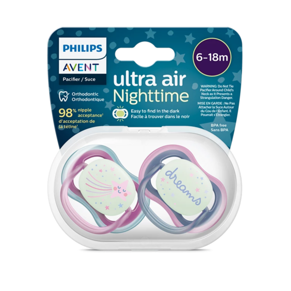 پستانک ريسپانس6-18ماه ultra air Nighttime اونت ستاره بنفش376/14