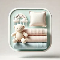 DALL·E 2024-10-06 10.00.06 - A clean, simple, and stylish thumbnail image for baby sleep essentials. Display soft baby blankets, pillows, and a plush toy arranged neatly. Use past