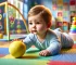 DALL·E 2024-10-17 09.56.37 - A hyper-realistic wide photograph of a baby playing on a colorful mat with a yellow ball. The baby is lying on their stomach, reaching for the ball wi